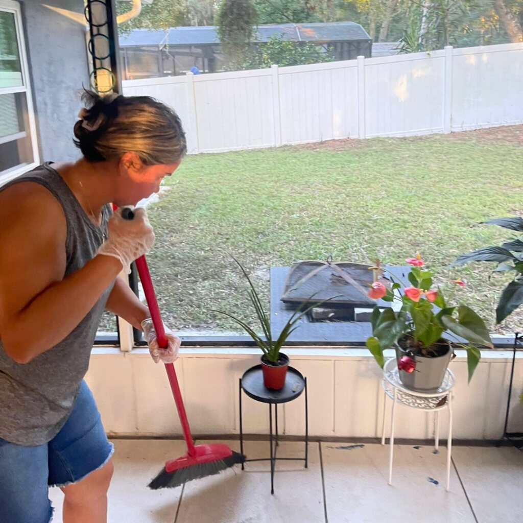 women cleaning a floor